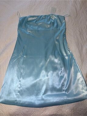 Stella Laguna Beach Light Blue Satin Strapless Slip Dress